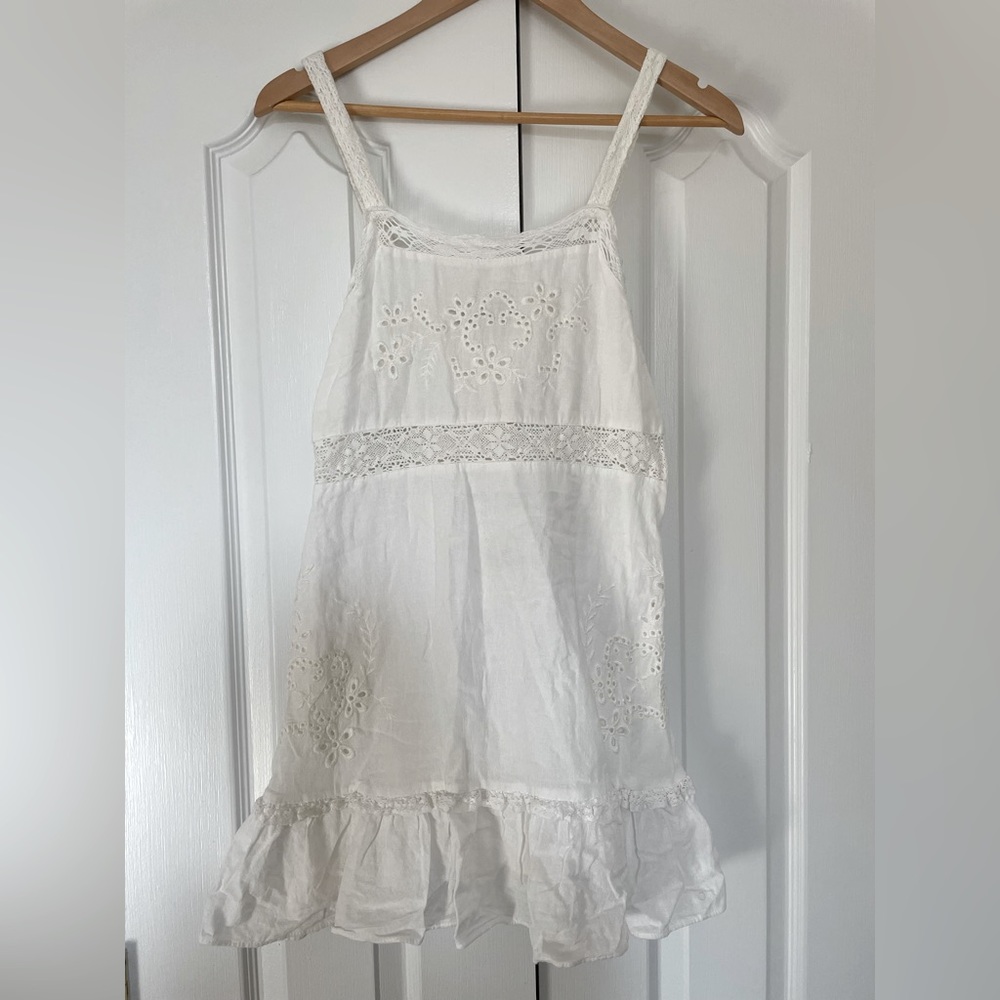 Zara white spring summer sleeveless lace-like cotton dress